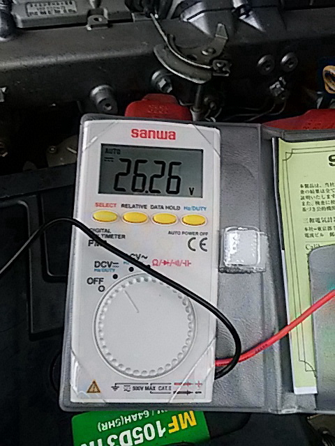 hzj73清和製ケーブル仕様エンジン1000回転無負荷時電圧