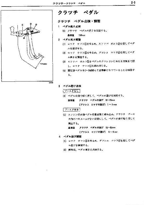 クラッチペダル調整マニュアル